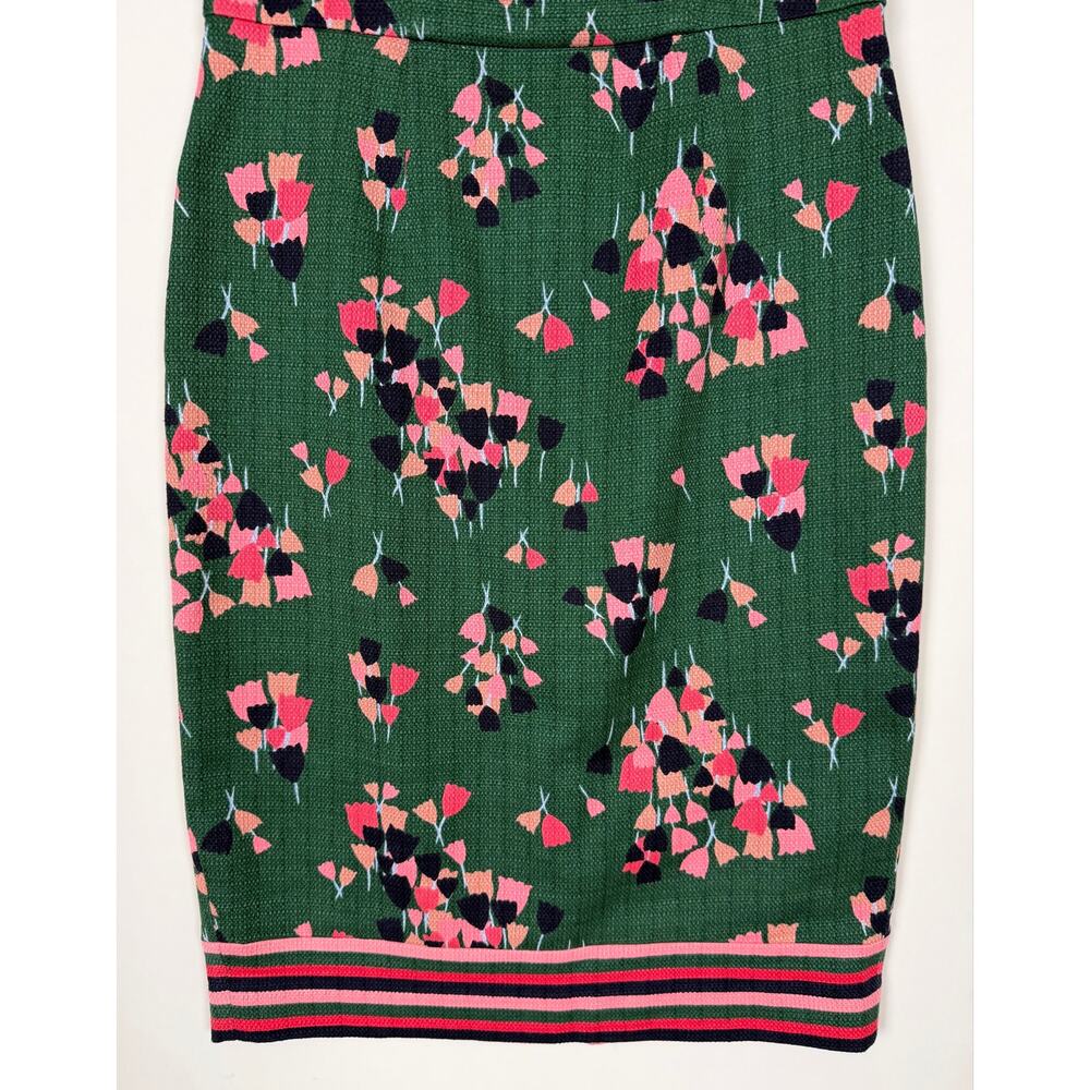 Boden Green Pink Floral Tulip Career Shift Dress Textured Cotton US 6R Romantic - Picture 5 of 13